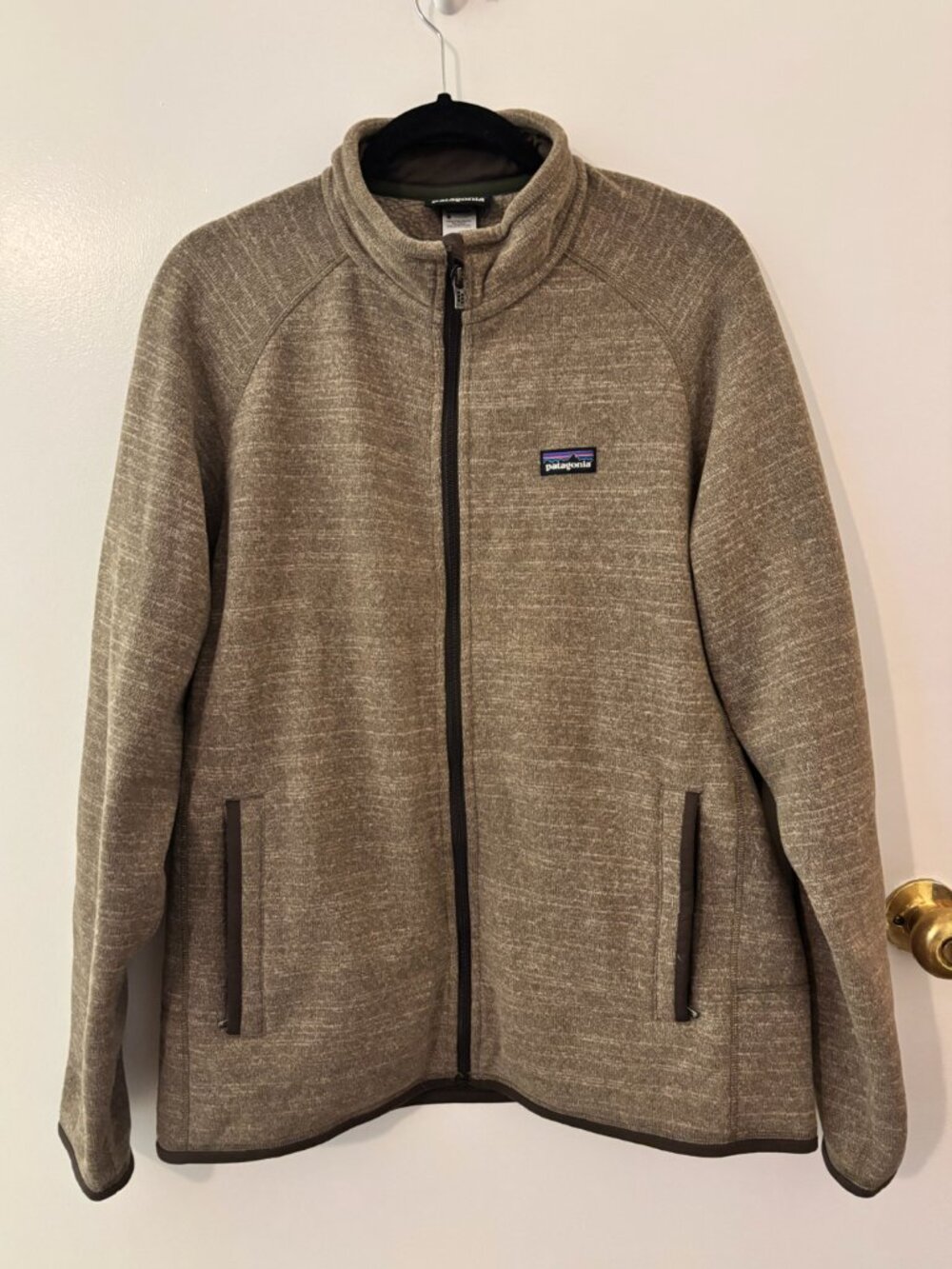 Patagonia Stone Gray Brown Full Zip Hiking Fleece Mens Large